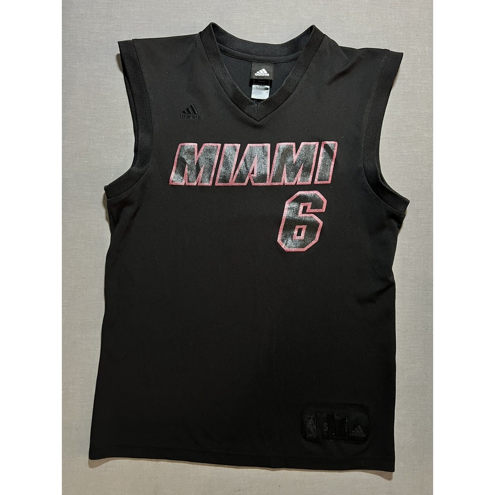 Lebron James #6‎ Miami Heat Adidas Back In Black Out Jersey Small Black.